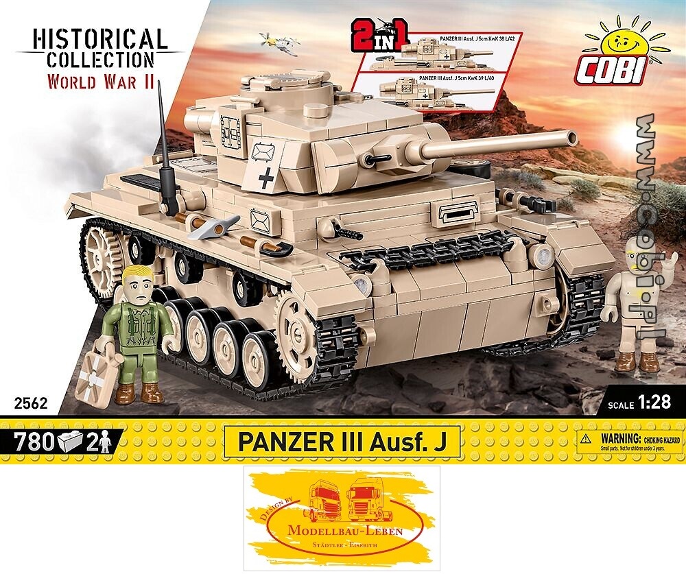 Cobi 2562 Historical Collection World War II Panzer III Ausf. J Bausatz 780 Teile 2 Figuren