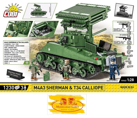 Cobi 2569 Historical Collection World War II M4A3 Sherman & T34 Calliope - Executive Editon Bausatz