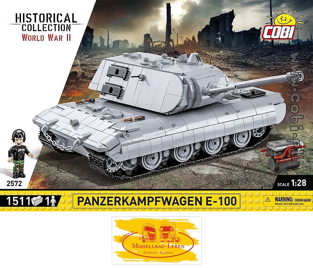 Cobi 2572 Historical Collection World War II Panzerkampfwagen E-100 Bausatz 1511 Teile 1 Figur