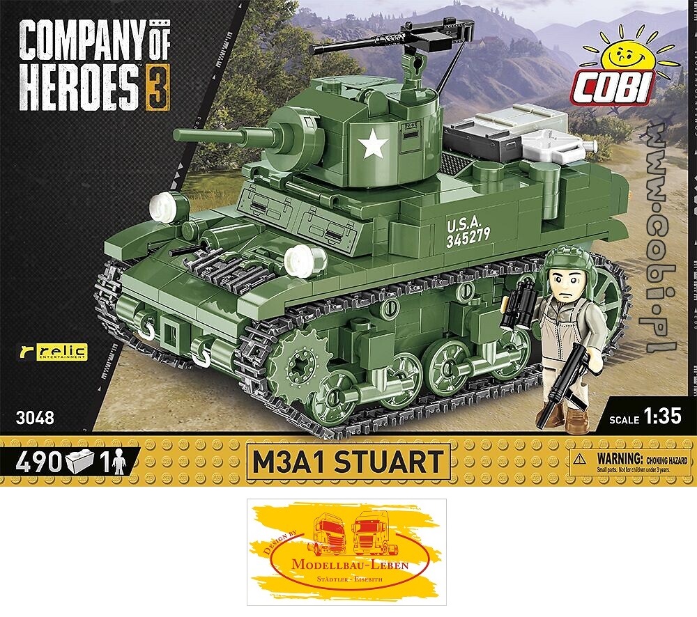 Cobi 3048 Company of Heroes M3A1 Stuart Bausatz 488 Teile 1 Figur