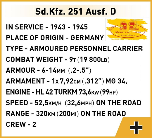 Cobi 3049 Company of Heroes Sd.Kfz. 251 Ausf.D Bausatz 453 Teile 1 Figur