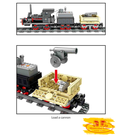 Kazi KY98255 - Kleine schwarze klassische Dampflokomotive mit 1 Wagen und Schienen