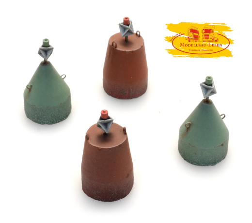 Artitec 387.495 Schifffahrtszeichen Tonnen 4x klein Wasserlinie 1:87