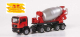 Herpa 149839 MAN Sattel SZM F2000 3er mit Betonmischer Auflieger 2 achs rot / silbermetallic 1:87