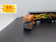 Tekno Scania R Topline V8 Werbemodell mit Flammen Design Kühlkoffer Auflieger 1:50