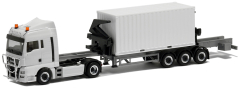 Herpa 945233 MAN TGX XLX Euro 6 vvsp. Hammar Seitenlader mit 20ft. Container (weiß)