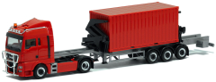 Herpa 945240 MAN TGX XLX Euro 6 vvsp. Hammar Seitenlader mit 20ft. Container (rot)