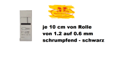 Schrumpfschlauch farbig , von 1,2 auf 0,6 mm schrumpend, schwarz je 10 cm