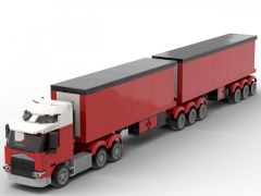 Bluebrixx 102932 Weiß roter LKW Road Train mit 2 Anhängern