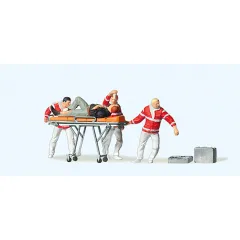 Preiser 10532 Sanitäter mit Krankentrage - Inhalt: 4 Stück + Zubehör 1:87