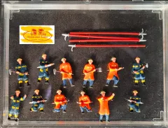 Preiser Sonderserie 080926 Feuerwehrleute bei Brandbekämpfung mit Zubehör / Einreishaken etc. 12 Stück 1:87