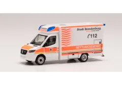 Herpa 096591 MB Mercedes-Benz Sprinter 2018 Fahrtec RTW Rettungsdienst Brandenburg 1 Stück 1:87