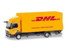 Herpa 310505 MB Mercedes-Benz Atego Koffer-LKW mit Ladebordwand "DHL" 1 Stück 1:87