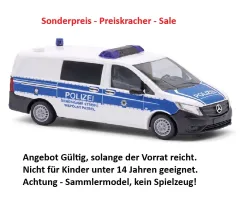 Busch 54802 - Mercedes-Benz Vito Bundespolizei gemeinsame Streife, 2014 , H0 Modell 1:87 Neu & OVP, 1 Stück, Sonderpreis, Sale, reduziertes Modell, Schnäppchen, Preisknaller
