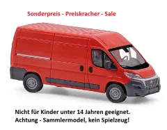 Busch 54601 - Fiat Ducato Kasten, Rot, Bj. 2014, H0 Modell 1:87 Neu & OVP, 1 Stück, Sonderpreis, Sale, reduziertes Modell, Schnäppchen, Preisknaller
