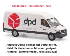 Busch 52634 - MB Mercedes Benz Sprinter lang, DPD, H0 Modell 1:87 Neu & OVP, 1 Stück, Sonderpreis, Sale, reduziertes Modell, Schnäppchen, Preisknaller