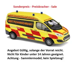 Busch 52518 - Ford Transit Custom Hochdach, Fernverlegungsdienst Thüringen , H0 Modell 1:87 Neu & OVP, 1 Stück, Sonderpreis, Sale, reduziertes Modell, Schnäppchen, Preisknaller