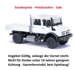 Busch 51081 - Mercedes-Benz Unimog U 5023 Doppelkabine, Bj. 2013, weiß, H0 Modell 1:87 Neu & OVP, 1 Stück, Sonderpreis, Sale, reduziertes Modell, Schnäppchen, Preisknaller