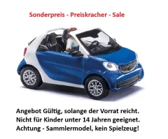 Busch 50779 - Smart Fortwo Cabrio mit Fahrerin und Kindersitz, Bj. 2015 , H0 Modell 1:87 Neu & OVP, 1 Stück, Sonderpreis, Sale, reduziertes Modell, Schnäppchen, Preisknaller