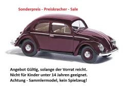 Busch 52901 Spur H0 VW Käfer mit Brezelfenster dunkelrot, Epoche III, H0 Modell 1:87 Neu & OVP, 1 Stück, Sonderpreis, Sale, reduziertes Modell, Schnäppchen, Preisknaller