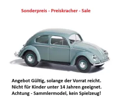 Busch 52904 Spur H0 VW Käfer mit Brezelfenster grau, Epoche III, H0 Modell 1:87 Neu & OVP, 1 Stück, Sonderpreis, Sale, reduziertes Modell, Schnäppchen, Preisknaller