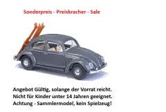 Busch 52965 - VW Käfer Ovalfenster mit Skiträger, Bj. 1955 , H0 Modell 1:87 Neu & OVP, 1 Stück, Sonderpreis, Sale, reduziertes Modell, Schnäppchen, Preisknaller