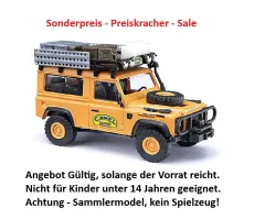 Busch 54311 - Land Rover Defender 90 Camel Trophy 1985, Deutschland, Bj. 1983, H0 Modell 1:87 Neu & OVP, 1 Stück, Sonderpreis, Sale, reduziertes Modell, Schnäppchen, Preisknaller