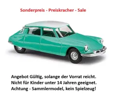 Busch 48020 H0 PKW Modell Citroën DS19 zweifarbig, grün/weiß, H0 Modell 1:87 Neu & OVP, 1 Stück, Sonderpreis, Sale, reduziertes Modell, Schnäppchen, Preisknaller