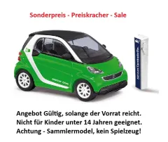 Busch 46225 - Smart Fortwo Coupé grün Electric drive, Baujahr 2012 , H0 Modell 1:87 Neu & OVP, 1 Stück, Sonderpreis, Sale, reduziertes Modell, Schnäppchen, Preisknaller