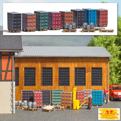 Busch 1814 Paletten mit Getränke Kisten, Spur H0 1:87