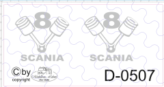 D-0507 - Decalsatz Scania Kolben 2 Stück ca 18 x 18 mm 1:87