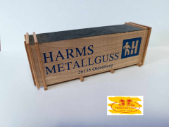 Modellbau Ladegut Holzkiste auf Transportgestell Harms Metallguss 135 x 50 x 37 mm
