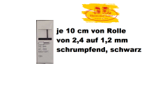 Schrumpfschlauch farbig , von 2.4 auf 1.2 mm schrumpend, schwarz je 10 cm
