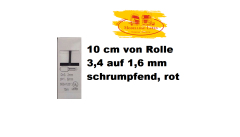 Schrumpfschlauch farbig , von 3.2 auf 1.6 mm schrumpend, rot je 10 cm