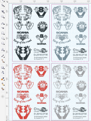 D-2019.0718 - Decalsatz Scania verschiedene Embleme für Zugmaschinen Rückwand u.Seiten - 7 Motive 1: