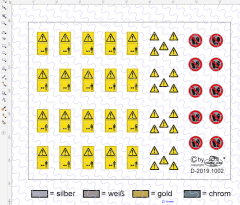 D-2019.1002 Decalsatz Warnschilder - verschiedene Größen 50 Stk