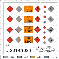 D-2019.1023 Decalsatz Gefahrgut Schilder 1:50 - 1 Satz - 1:50