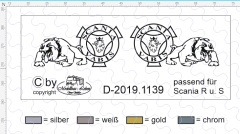 D-2019.1139 - Decalsatz Scania R oder S für Fahrhaus Seiten - 1 Satz 1:87