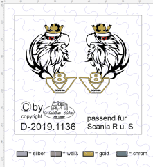D-2019.1136 - Decalsatz Scania R oder S für Fahrhaus Seiten &quote;Scania Greif Trible V8&quote; - 1 S