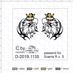 D-2019.1135 - Decalsatz Scania R oder S für Fahrhaus Seiten &quote;Scania Greif Trible &quote; - 1 Sat