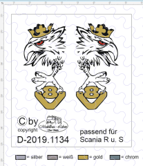 D-2019.1134 - Decalsatz Scania R oder S für Fahrhaus Seiten &quote;Scania Greif Kralle V8 &quote; - 1