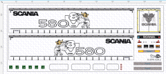 D-2019.1234.2 - Decalsatz Planenauflieger für Scania V8 S 580 mit Details - 1 Satz 1:87