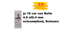 Schrumpfschlauch farbig , von 4.8 auf 2.4 mm schrumpend, schwarz je 10 cm