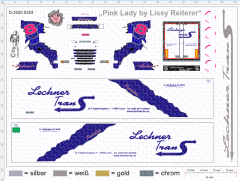 D-2020.0353 Decalsatz Truckerbabe Lissy &quote; Pink Lady &quote; Lechner Trans Scania R 730 V8 Zugmas