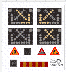 D-2020.0421 Decalsatz Skandinavische Warnschilder Baustelle - 1 Satz - 1:87