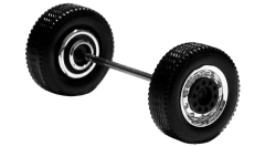690101 D - Radsatz 2tlg. chrom/schwarz, Breitreifen Vorderachse / Aufliegerachse 1:87