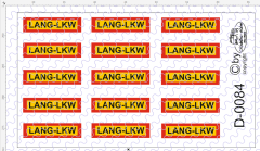D-0084 Lang LKW Schilder 15 Stück, Decalsatz 1:87