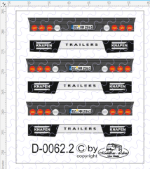 D-0062.2 Rückleuchten Heck Knapen Schubboden - Decalsatz 3 Stück 1:87
