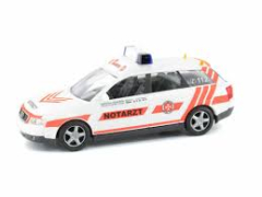 Busch 49257 Audi A4 Avant &quote;Johanniter&quote; in PC-Vitrine 1:87