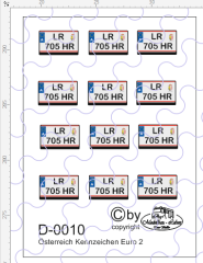 D-0010 Kennzeichen Österreich - Euro Nummernschild 12 Stück - 1:87 Decal